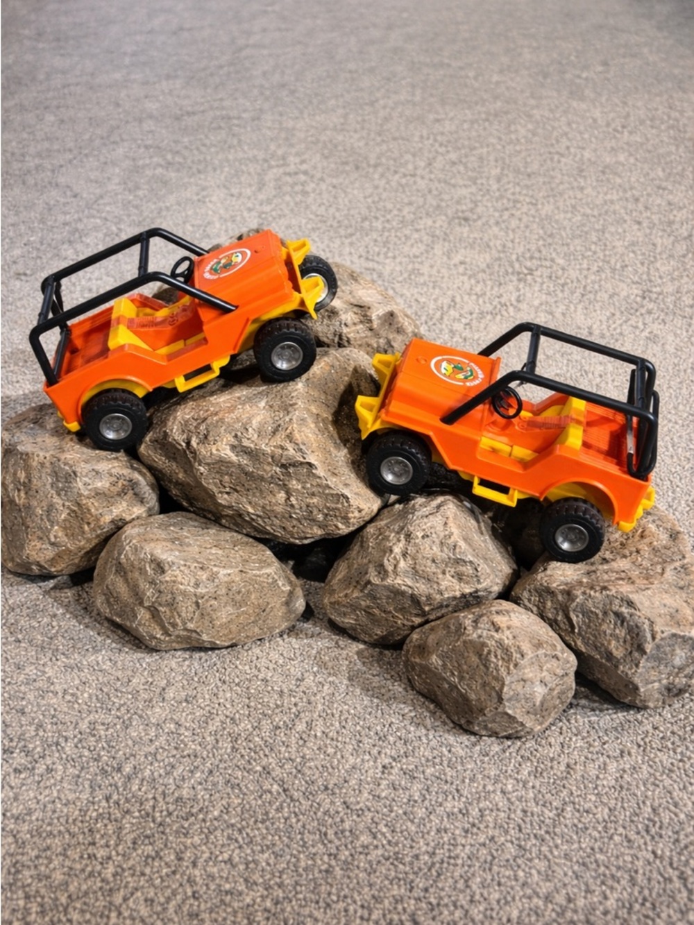 Vintage set of 2 - 1977 Fisher Price Adventure Trailblazer Jeep Collectible